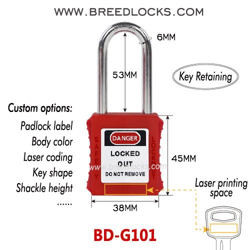 2 Inch Steel Shackle Red Danger Padlock Lockout Tagout Locks B Type