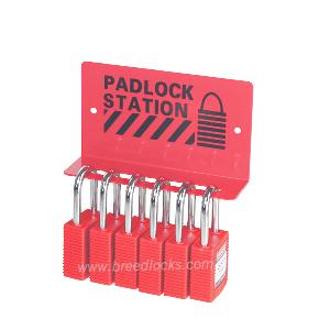 6-Lock Wall-mounted Metal Padlock Station 