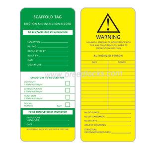 OSHA Scaffolding Tags Ladder Tag Inserts Lockout Tagout Device