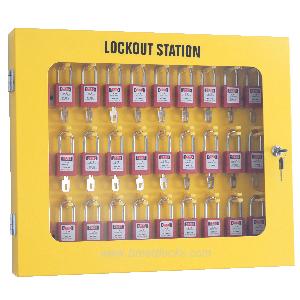  Wall Mounted 30 Padlock Metal Station with Transparent Cover